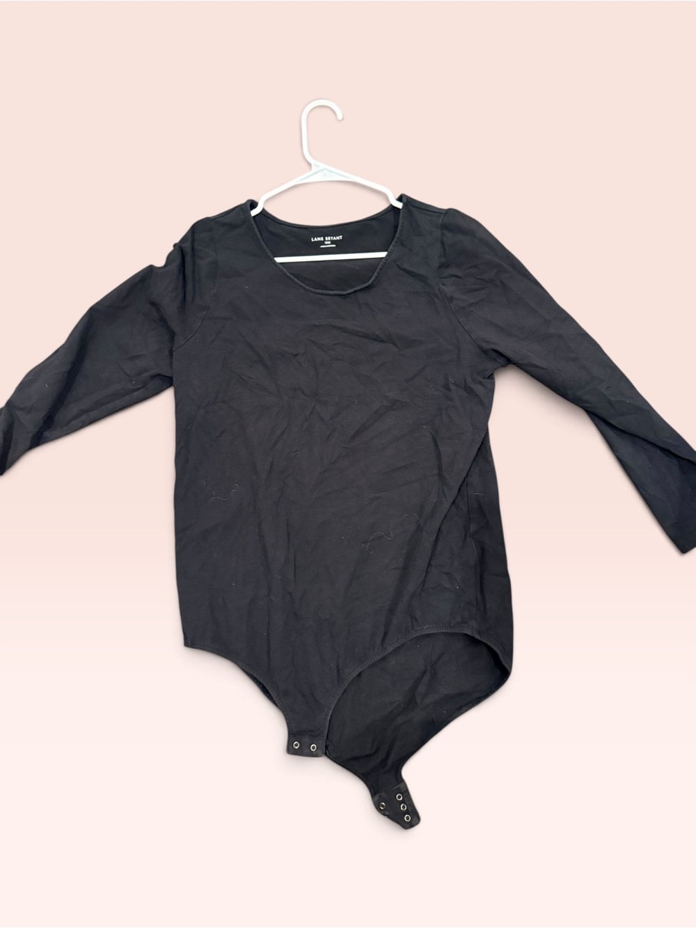 Black Long Sleeve Snap-Back One-Piece Bodysuit - Lane Bryant